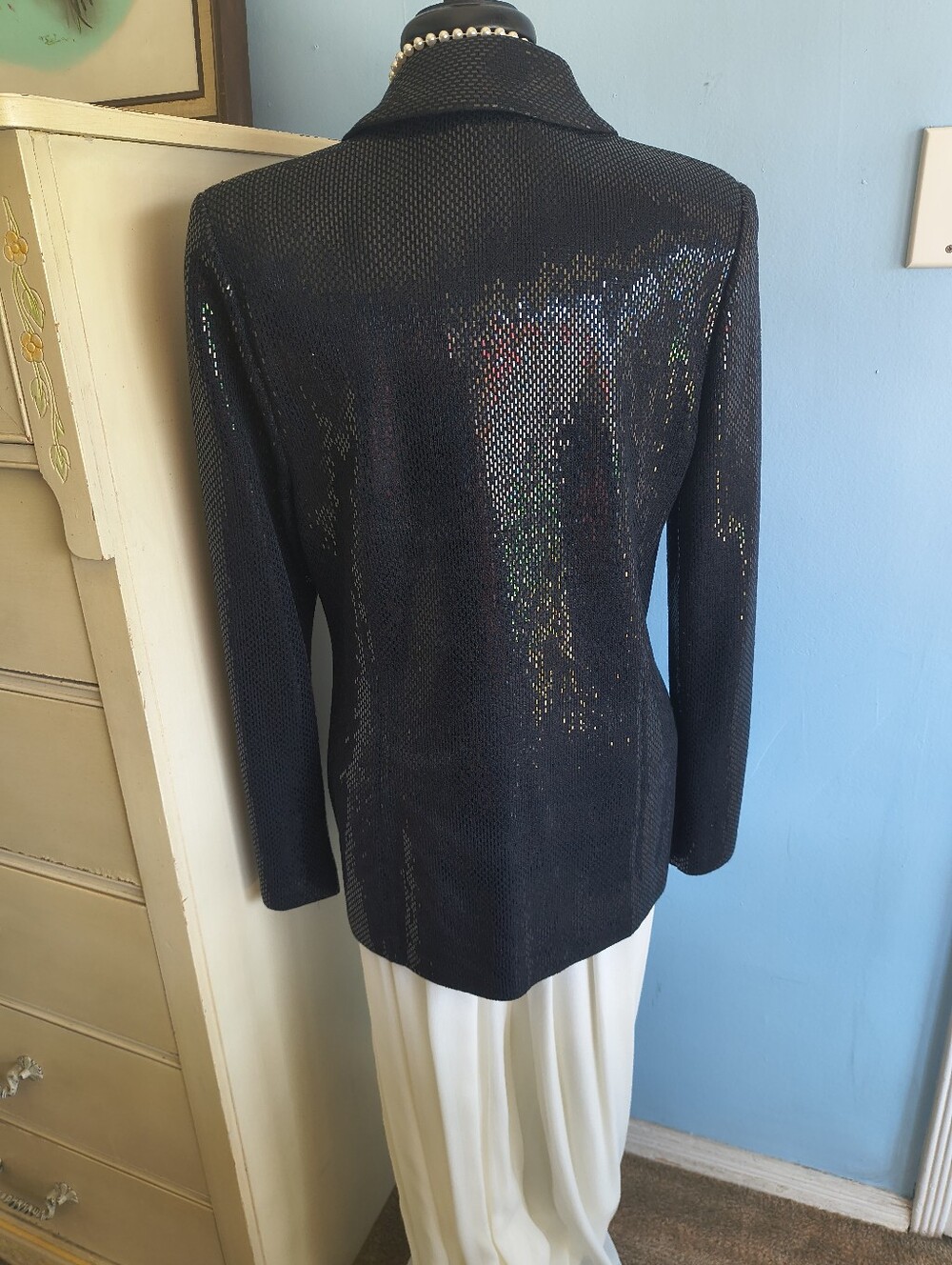 🌟 Vtg. NWOT St. John Couture Knit Black Sequin Blazer Jacket - Picture 4 of 12